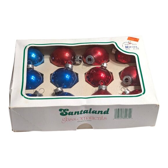 Vintage Santa Land Shiny Brite Glass Round Ornaments 12pk 1.5" Red/Blue - Picture 5 of 6